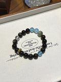 Rat (Chinese Zodiac) Natural Crystal Bracelet — Aquamarine, Gold Sheen Obsidian, Clear Quartz, Green Phantom Quartz | Zodiac Crystal Jewelry