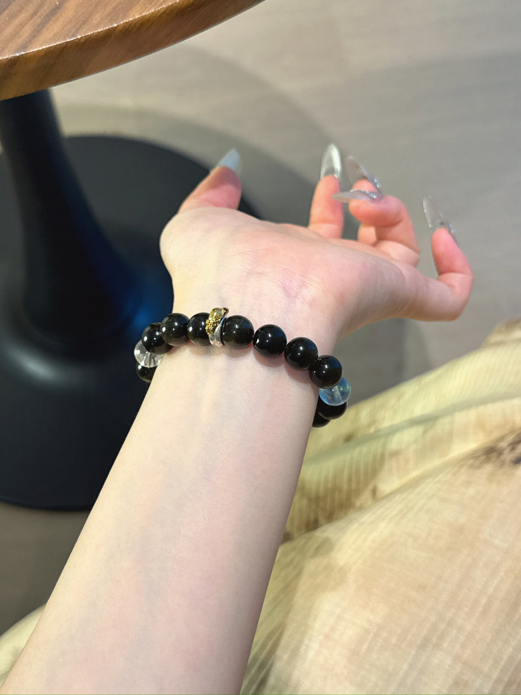 Rat (Chinese Zodiac) Natural Crystal Bracelet — Aquamarine, Gold Sheen Obsidian, Clear Quartz, Green Phantom Quartz | Zodiac Crystal Jewelry