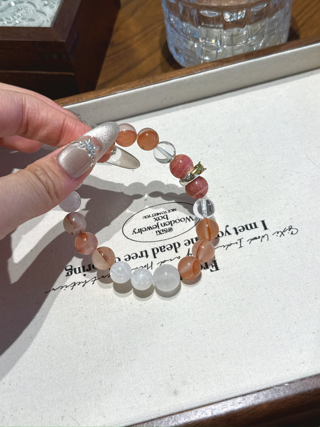 Horse (Chinese Zodiac) Natural Crystal Bracelet — Rhodochrosite, Clear Quartz, Red Agate, Moonstone | Zodiac Crystal Jewelry
