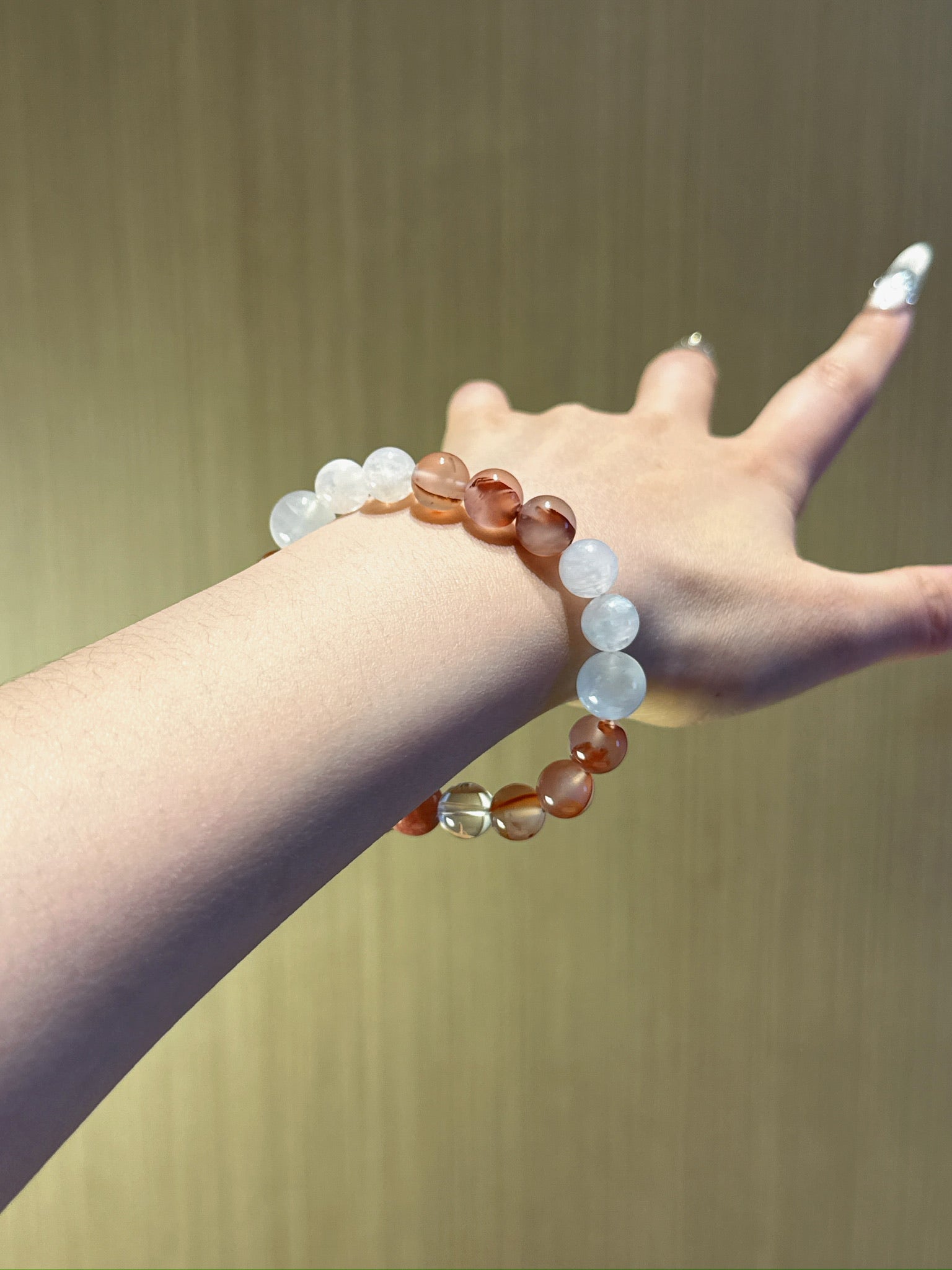 Horse (Chinese Zodiac) Natural Crystal Bracelet — Rhodochrosite, Clear Quartz, Red Agate, Moonstone | Zodiac Crystal Jewelry