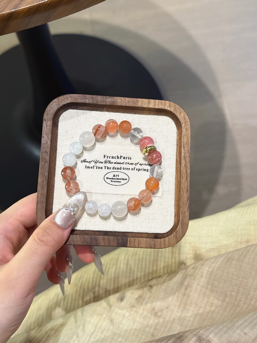 Horse (Chinese Zodiac) Natural Crystal Bracelet — Rhodochrosite, Clear Quartz, Red Agate, Moonstone | Zodiac Crystal Jewelry