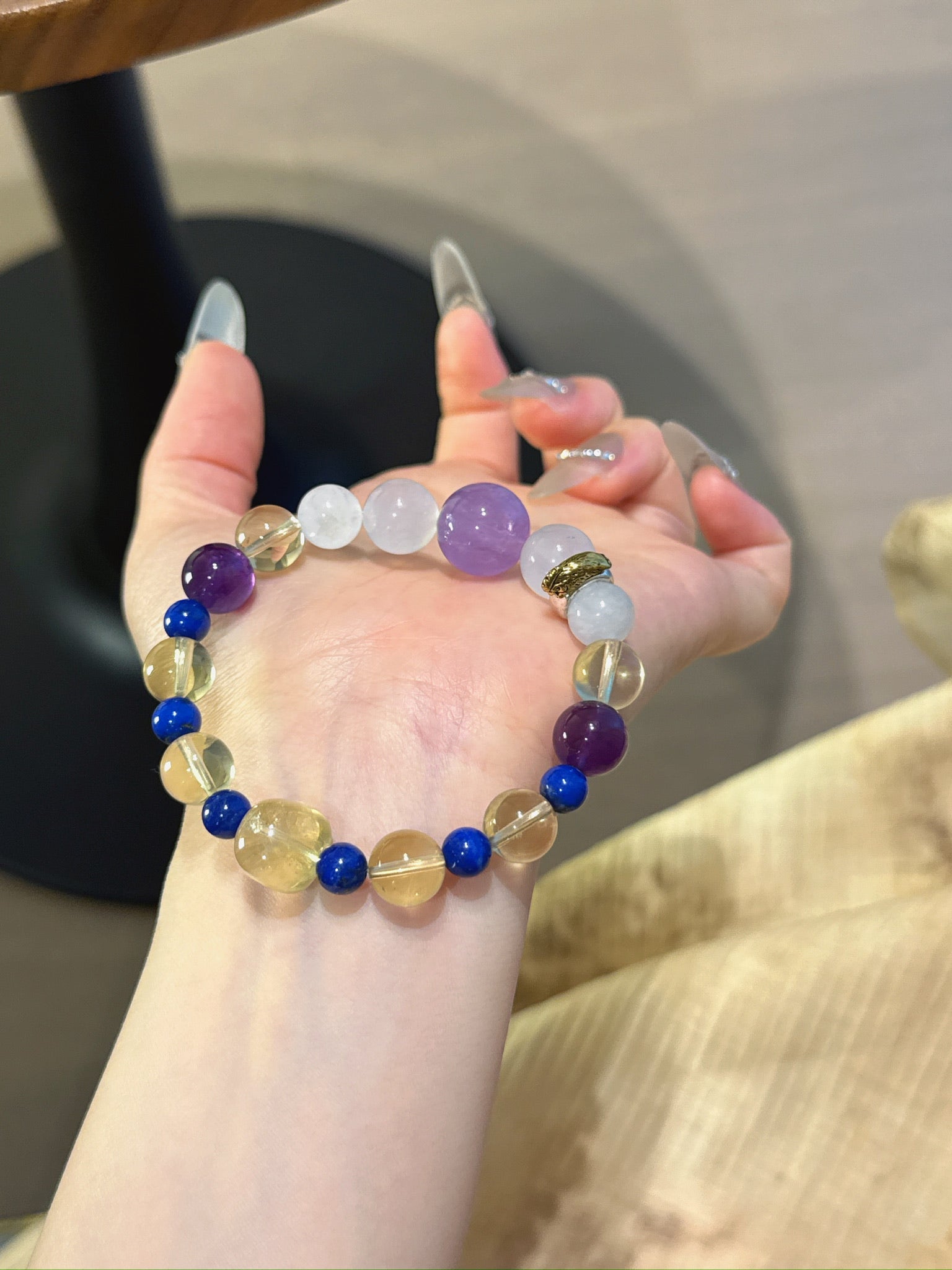 Rooster (Chinese Zodiac) Natural Crystal Bracelet — Lavender Amethyst, Moonstone, Amethyst, Citrine, Lapis Lazuli | Zodiac Crystal Jewelry