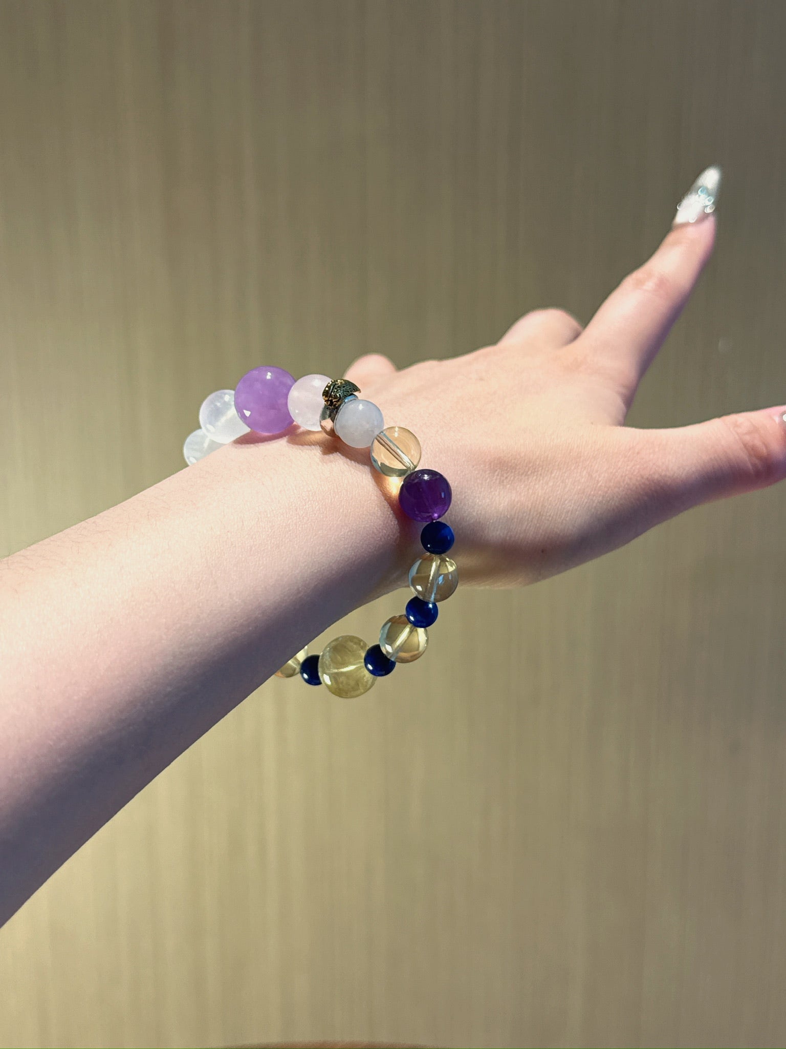 Rooster (Chinese Zodiac) Natural Crystal Bracelet — Lavender Amethyst, Moonstone, Amethyst, Citrine, Lapis Lazuli | Zodiac Crystal Jewelry