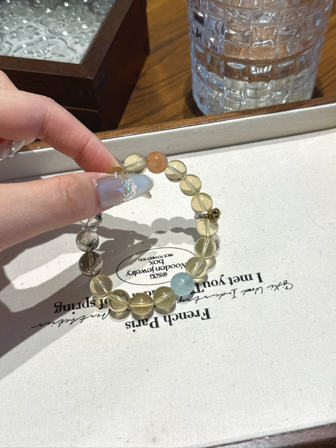 Ox (Chinese Zodiac) Natural Crystal Bracelet — Citrine, Aquamarine, Smoky Quartz, Green Phantom Quartz, Red Agate | Zodiac Crystal Jewelry