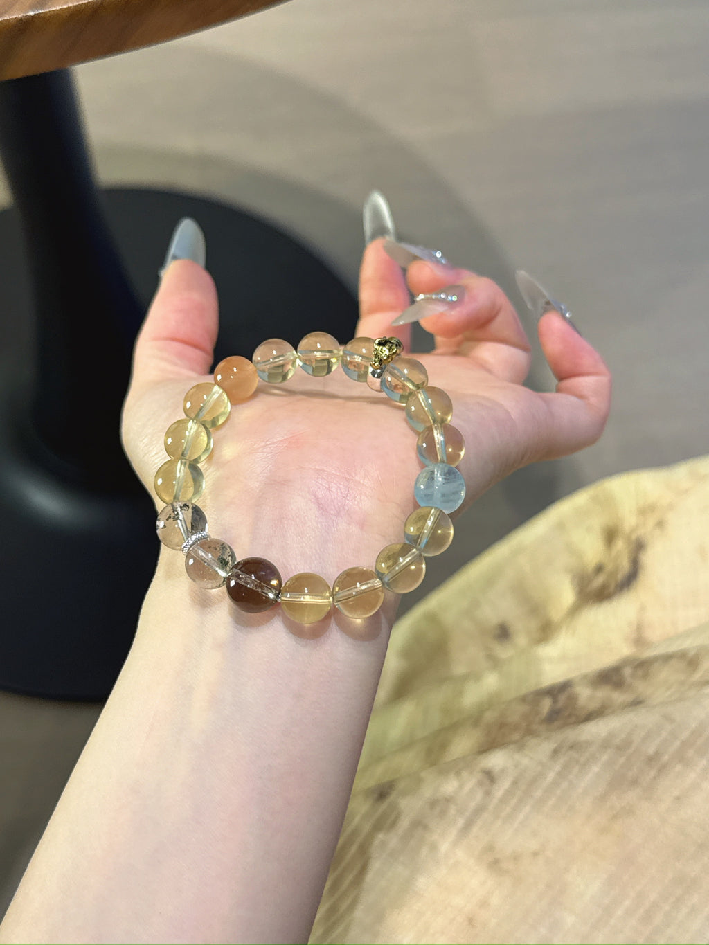 Ox (Chinese Zodiac) Natural Crystal Bracelet — Citrine, Aquamarine, Smoky Quartz, Green Phantom Quartz, Red Agate | Zodiac Crystal Jewelry