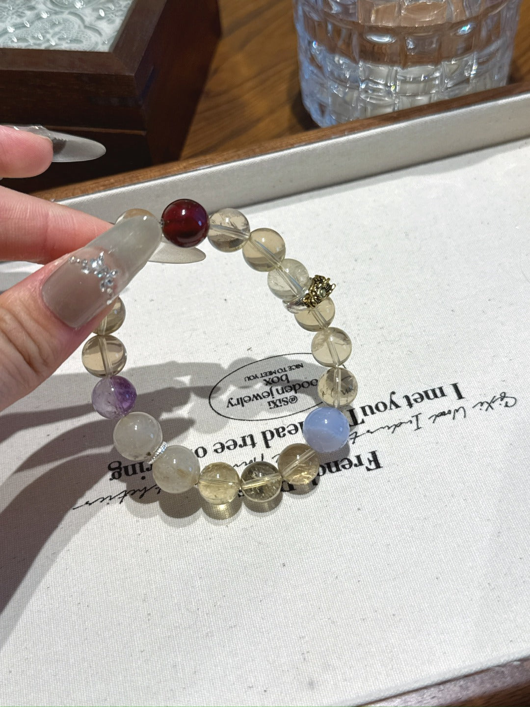 Dragon (Chinese Zodiac) Natural Crystal Bracelet — Blue Chalcedony, Citrine, Golden Rutilated Quartz, Super Seven, Garnet | Zodiac Crystal Jewelry
