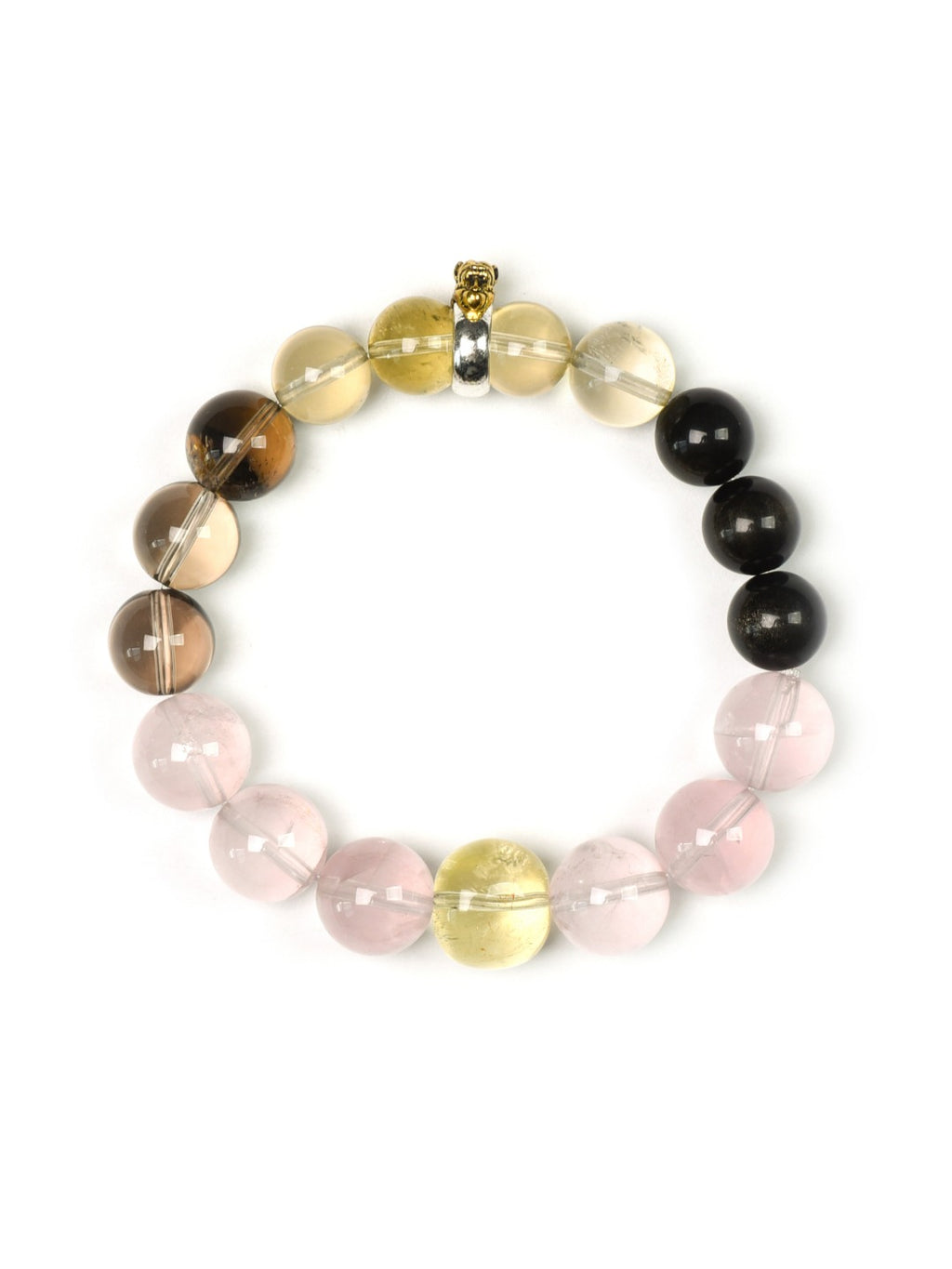Monkey (Chinese Zodiac) Natural Crystal Bracelet — Citrine, Smoky Quartz, Rose Quartz, Gold Sheen Obsidian | Zodiac Crystal Jewelry