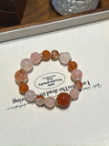 Natural Aura Quartz Crystal Bracelet — Aura Quartz, Rose Quartz, Red Agate | Handmade Crystal Jewelry