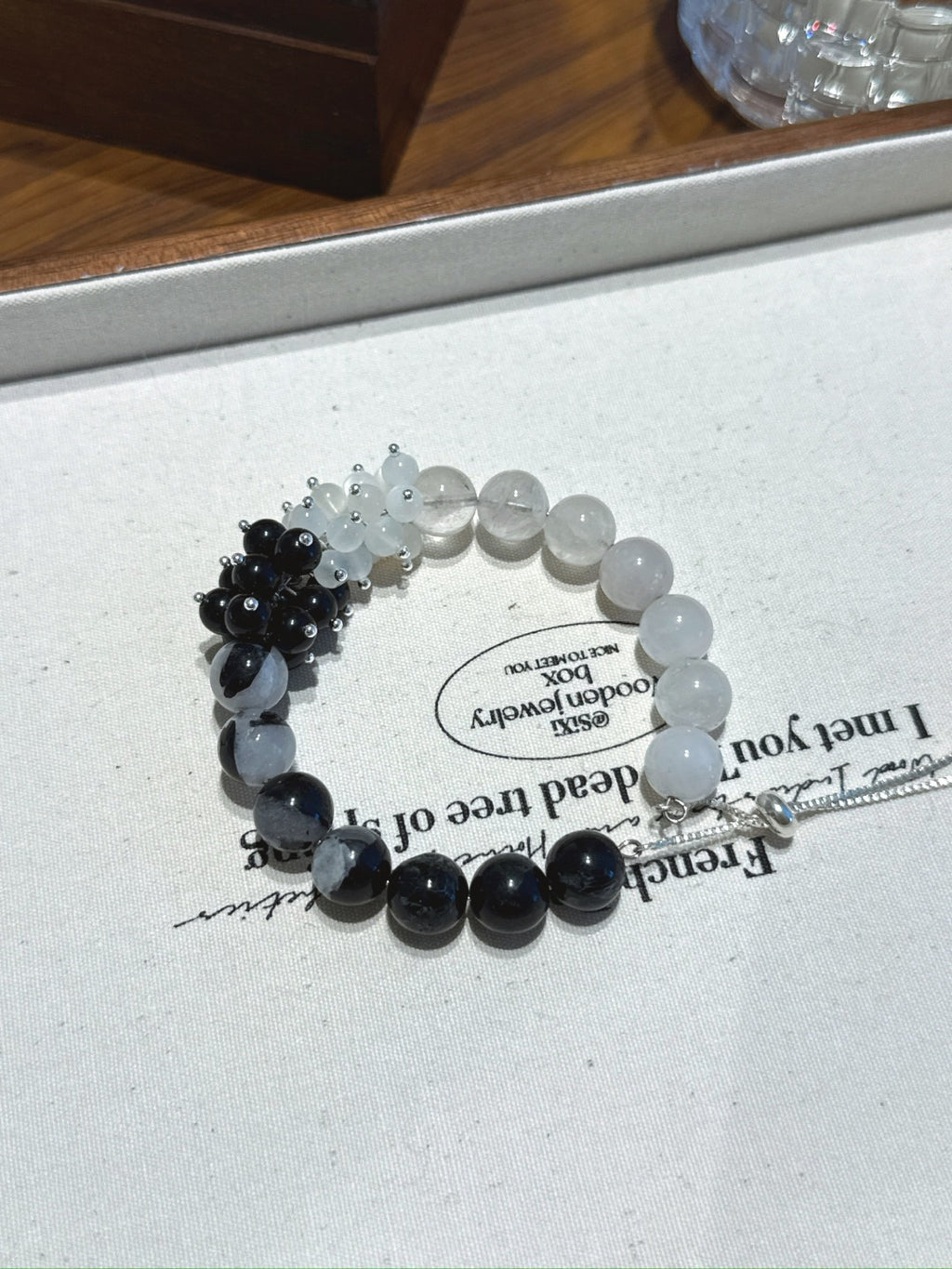 Natural Obsidian Crystal Bracelet — Obsidian, Natural Stone, Clear Quartz, Moonstone | Handmade Crystal Jewelry