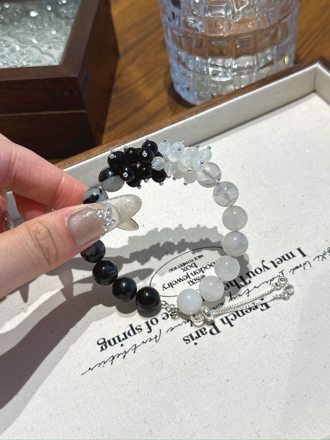 Natural Obsidian Crystal Bracelet — Obsidian, Natural Stone, Clear Quartz, Moonstone | Handmade Crystal Jewelry
