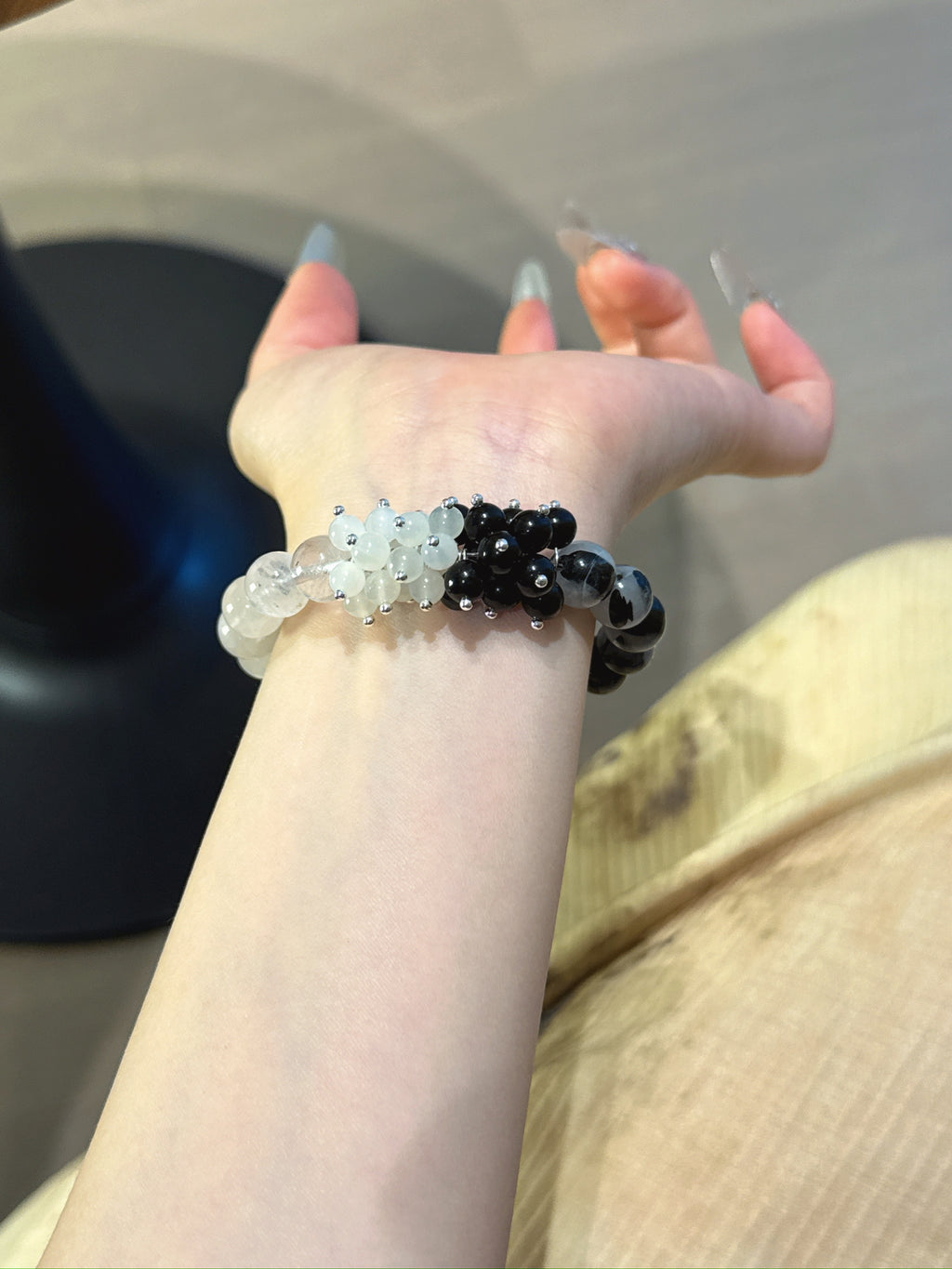 Natural Obsidian Crystal Bracelet — Obsidian, Natural Stone, Clear Quartz, Moonstone | Handmade Crystal Jewelry