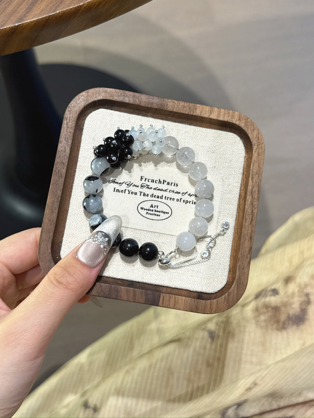 Natural Obsidian Crystal Bracelet — Obsidian, Natural Stone, Clear Quartz, Moonstone | Handmade Crystal Jewelry
