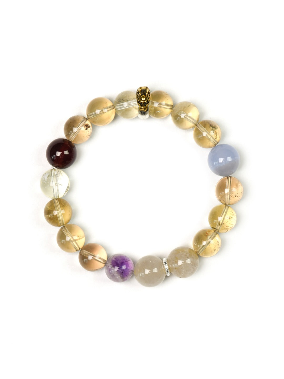 Dragon (Chinese Zodiac) Natural Crystal Bracelet — Blue Chalcedony, Citrine, Golden Rutilated Quartz, Super Seven, Garnet | Zodiac Crystal Jewelry