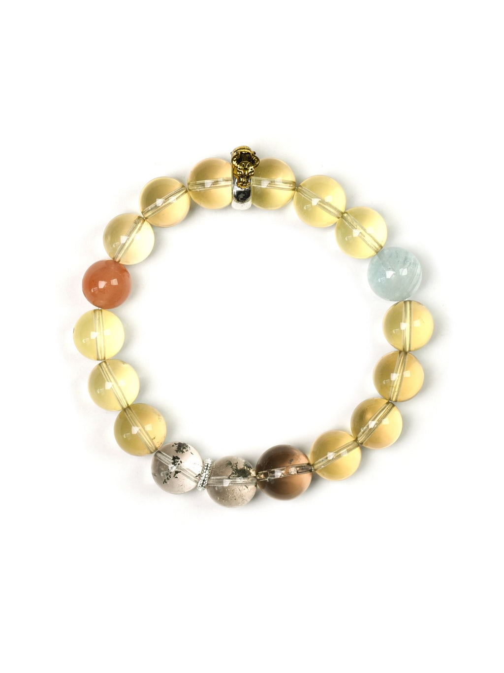 Ox (Chinese Zodiac) Natural Crystal Bracelet — Citrine, Aquamarine, Smoky Quartz, Green Phantom Quartz, Red Agate | Zodiac Crystal Jewelry