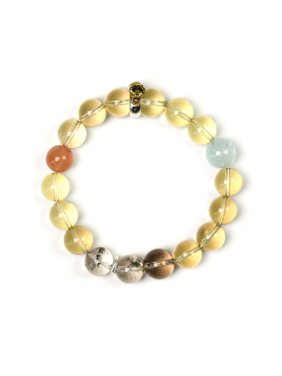 Ox (Chinese Zodiac) Natural Crystal Bracelet — Citrine, Aquamarine, Smoky Quartz, Green Phantom Quartz, Red Agate | Zodiac Crystal Jewelry
