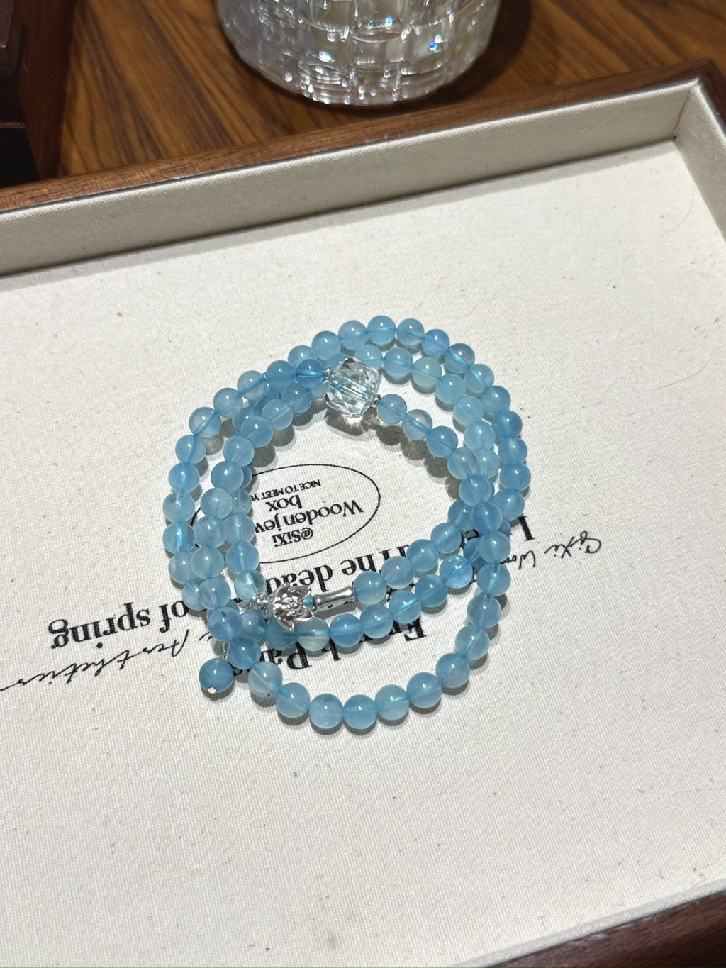 Natural Aquamarine Crystal Bracelet — Aquamarine, Clear Quartz | Handmade Crystal Jewelry