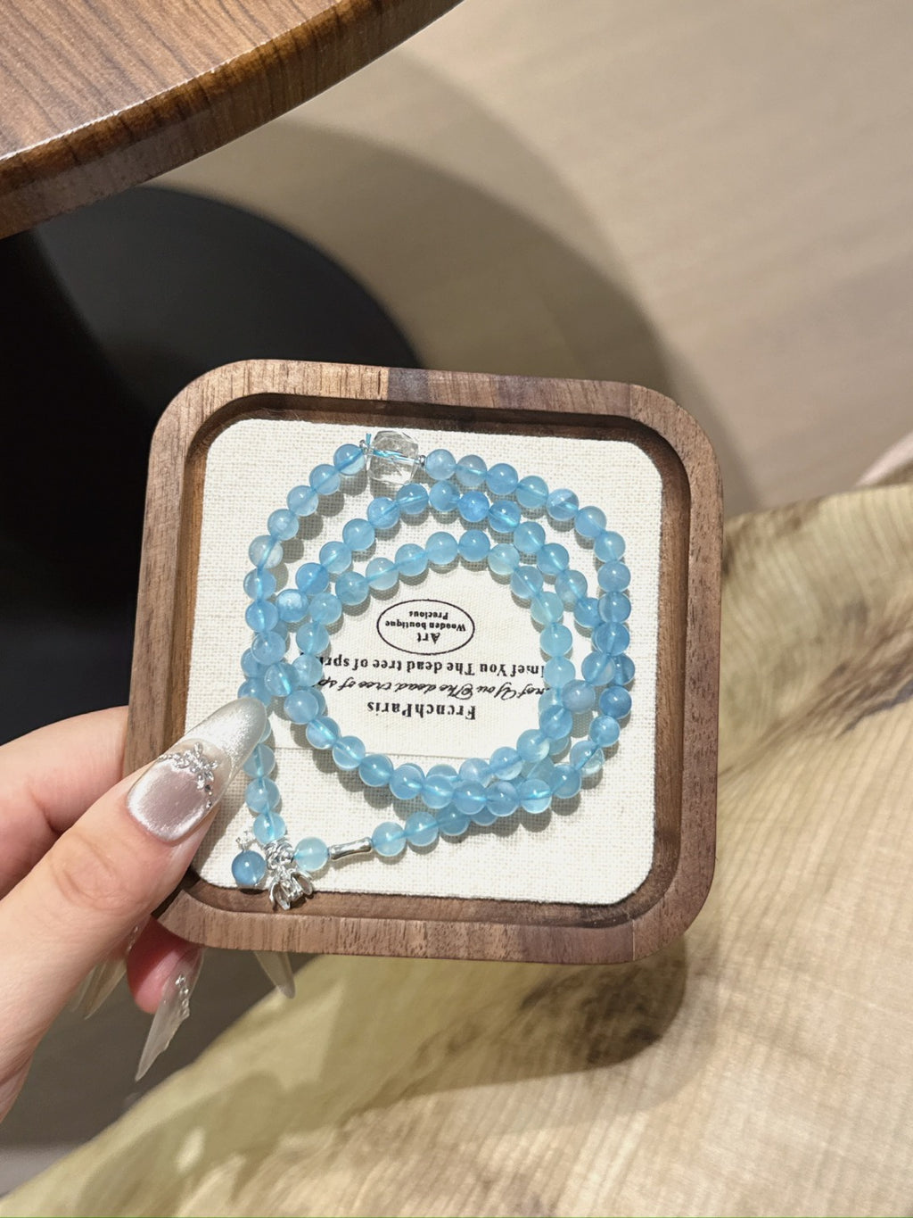 Natural Aquamarine Crystal Bracelet — Aquamarine, Clear Quartz | Handmade Crystal Jewelry