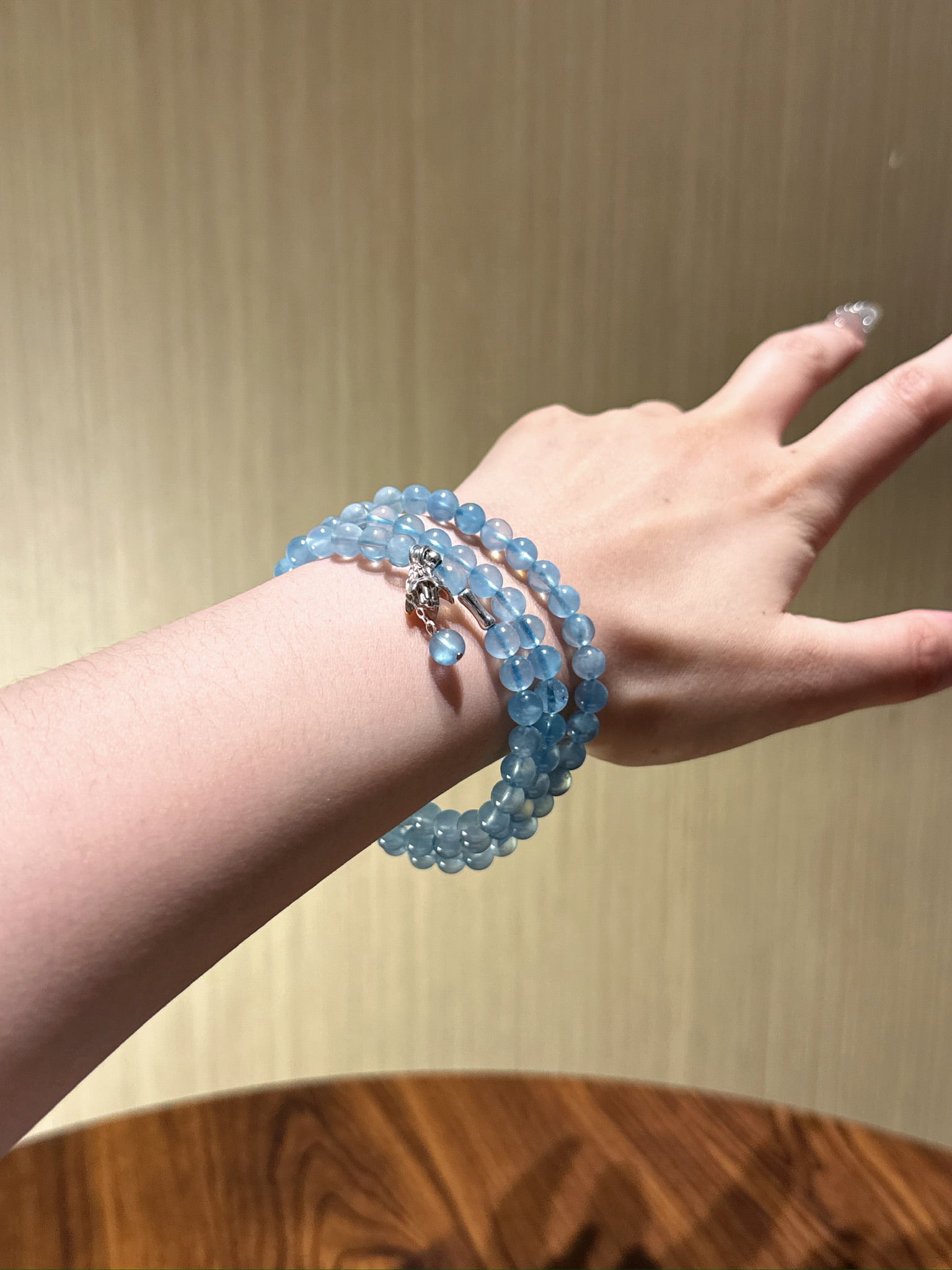 Natural Aquamarine Crystal Bracelet — Aquamarine, Clear Quartz | Handmade Crystal Jewelry