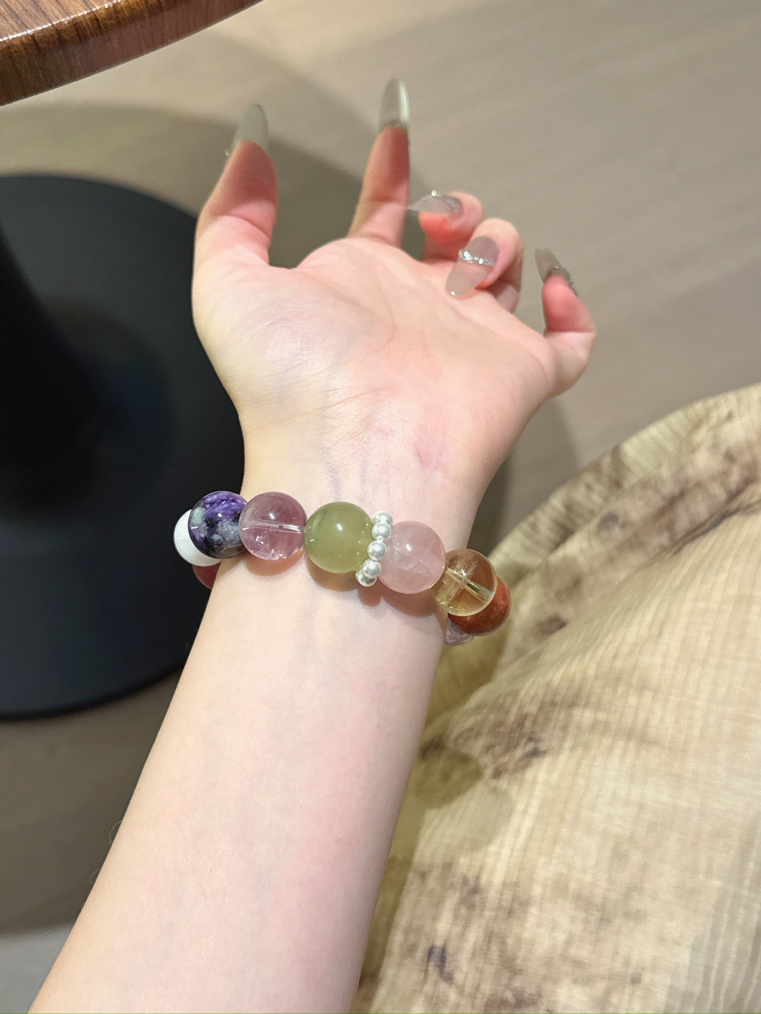 Natural Rose Quartz Crystal Bracelet — Rose Quartz, Aura Quartz, Fluorite, Citrine, Amethyst… | Handmade Crystal Jewelry