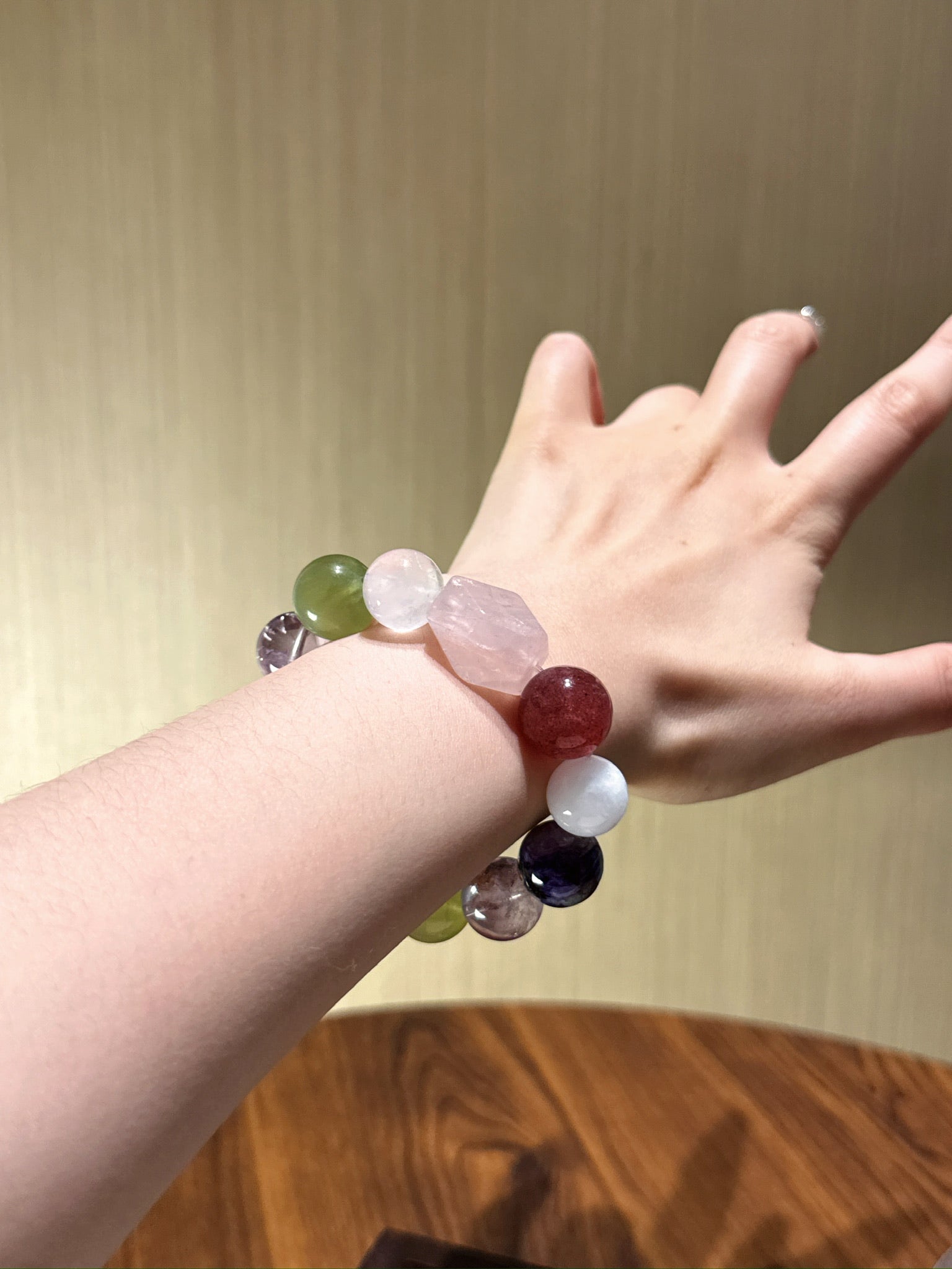 Natural Rose Quartz Crystal Bracelet — Rose Quartz, Aura Quartz, Fluorite, Citrine, Amethyst… | Handmade Crystal Jewelry