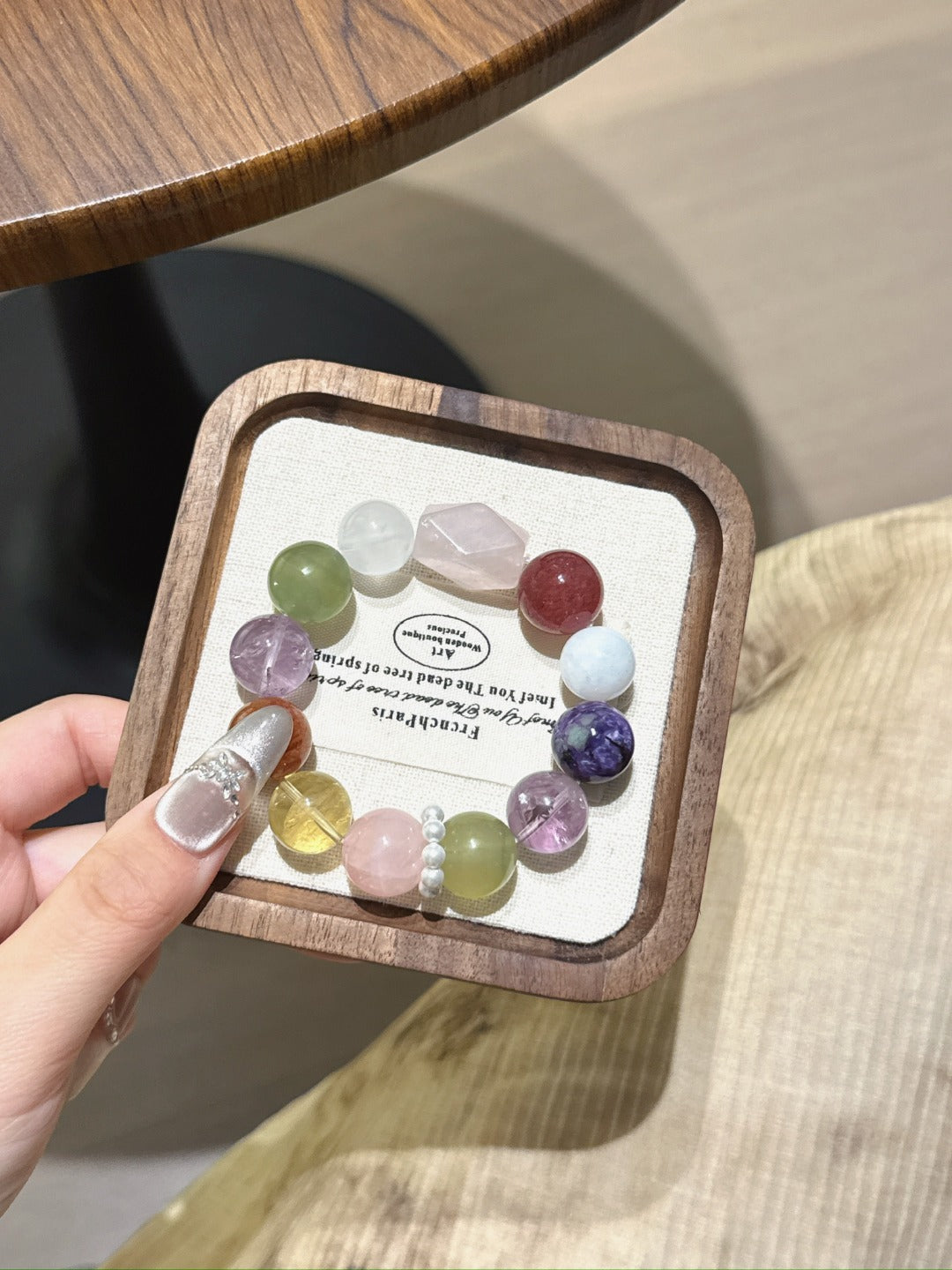Natural Rose Quartz Crystal Bracelet — Rose Quartz, Aura Quartz, Fluorite, Citrine, Amethyst… | Handmade Crystal Jewelry