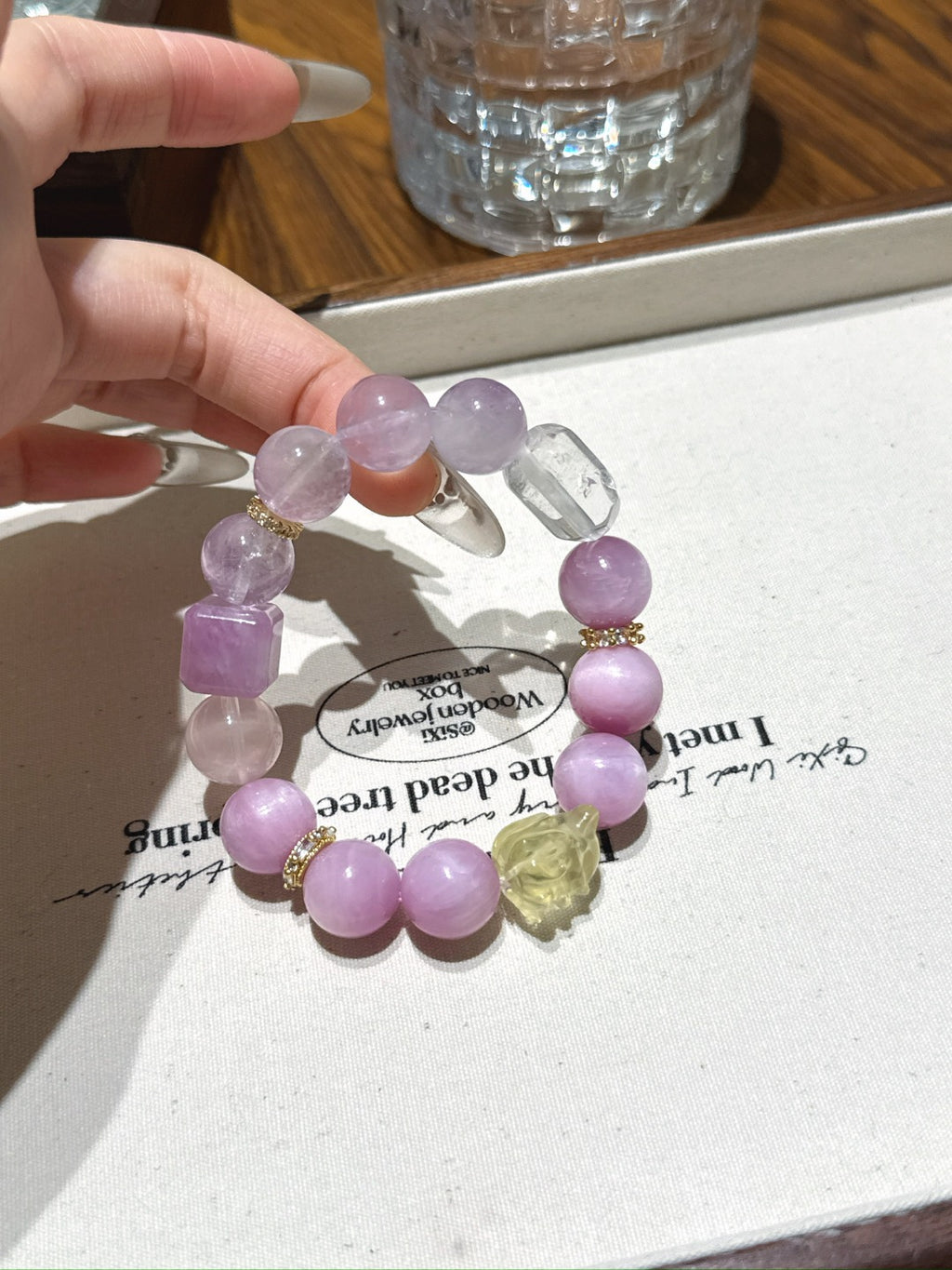 Natural Kunzite Crystal Bracelet — Kunzite, Amethyst, Rose Quartz, Clear Quartz, Citrine | Handmade Crystal Jewelry