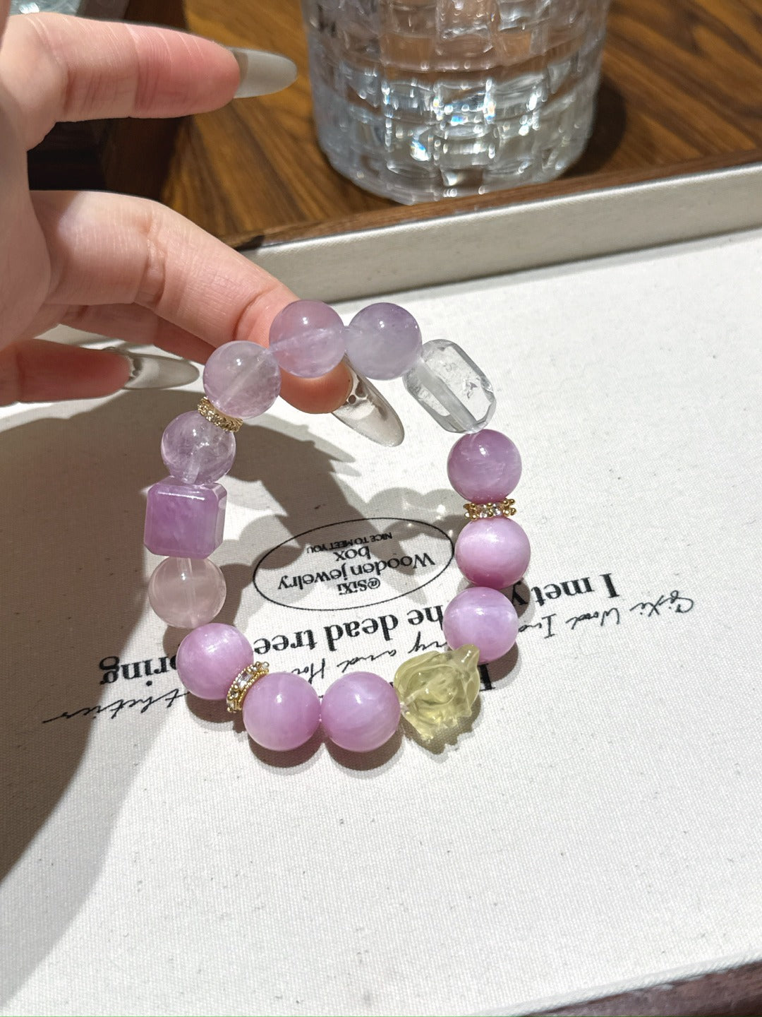 Natural Kunzite Crystal Bracelet — Kunzite, Amethyst, Rose Quartz, Clear Quartz, Citrine | Handmade Crystal Jewelry