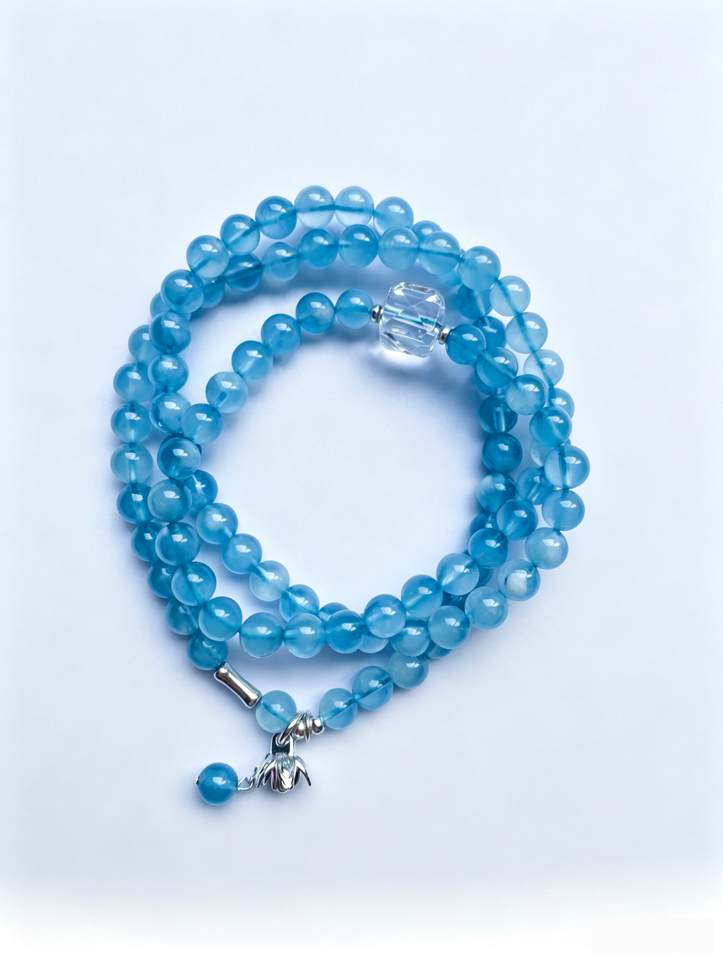 Natural Aquamarine Crystal Bracelet — Aquamarine, Clear Quartz | Handmade Crystal Jewelry